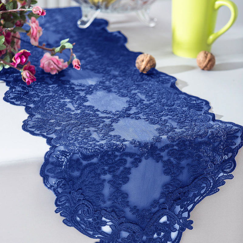 Lace Table Runner 13x108 Navy Blue