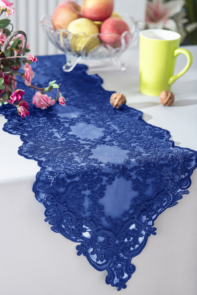Lace Table Runner 13x108 Navy Blue