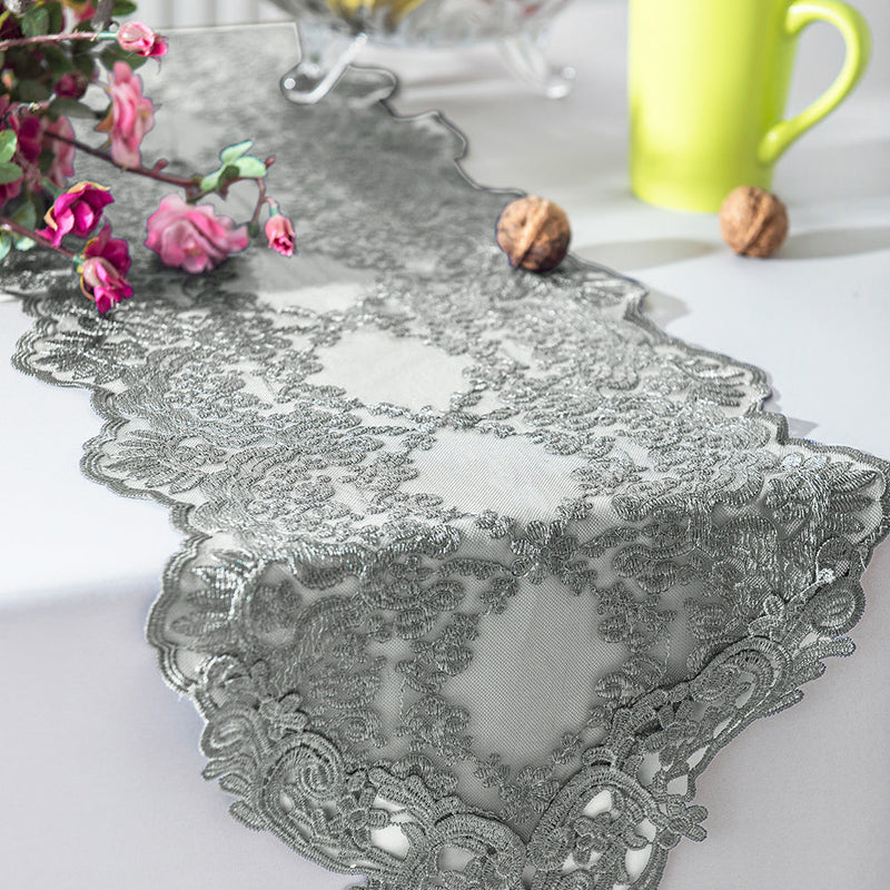 Lace Table Runner 13x108 Silver