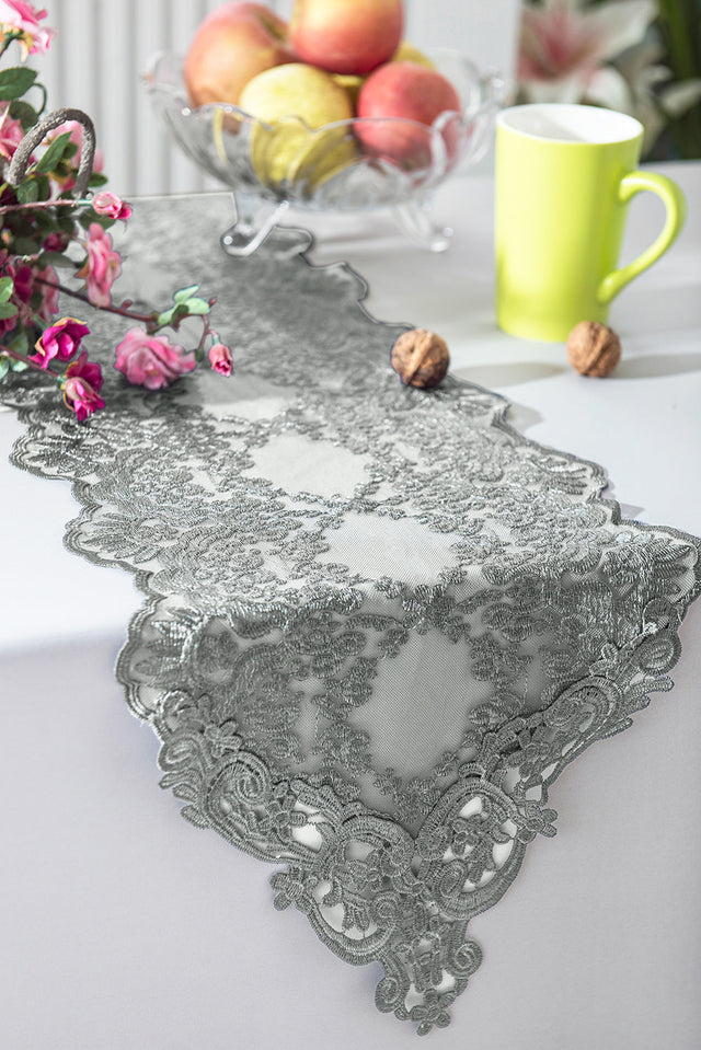 Lace Table Runner 13x108 Silver