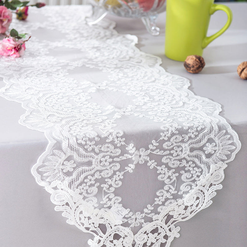 Lace Table Runner 13x108 White