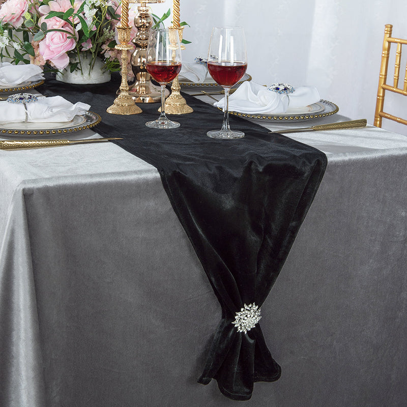 Velvet Table Runner 13x108 Black