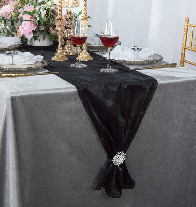 Velvet Table Runner 13x108 Black
