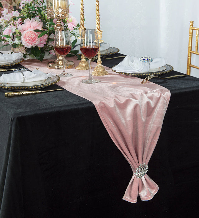 Velvet Table Runner 13x108 Blush Pink