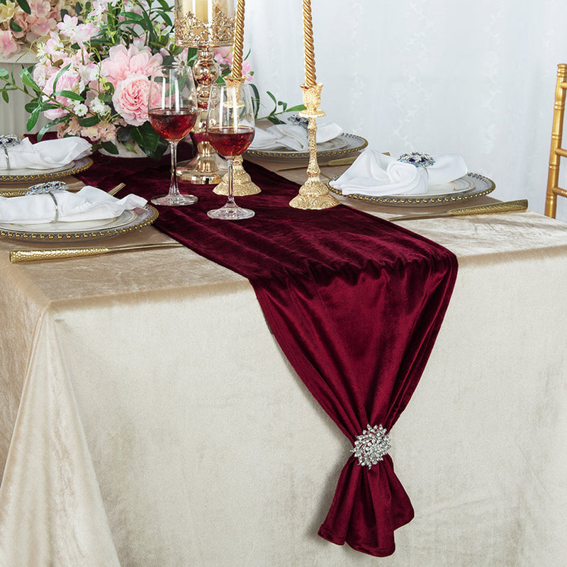 Velvet Table Runner 13x108 Burgundy