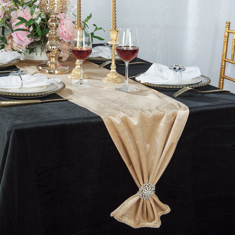 Velvet Table Runner 13x108 Champagne