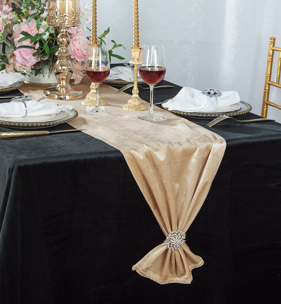Velvet Table Runner 13x108 Champagne