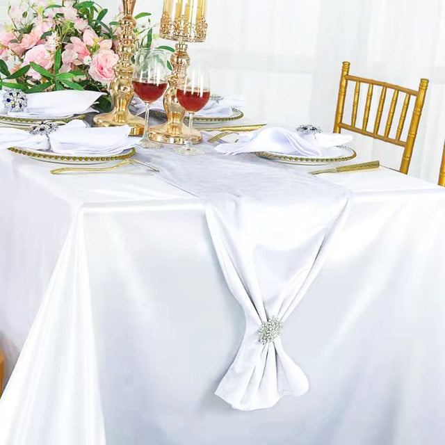 Velvet Table Runner 13x108 White