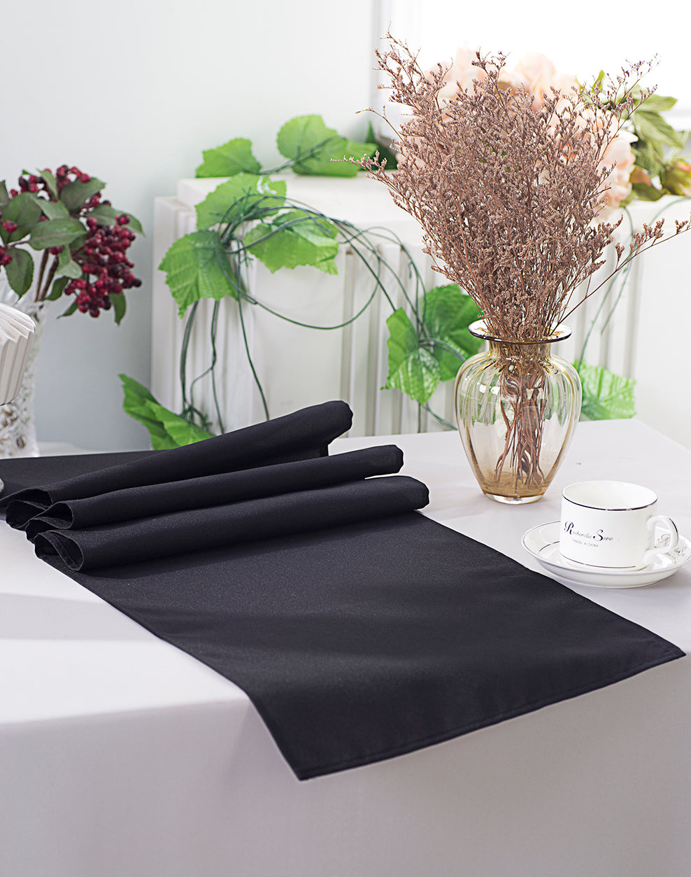 Polyester Table Runner 13x108 Black
