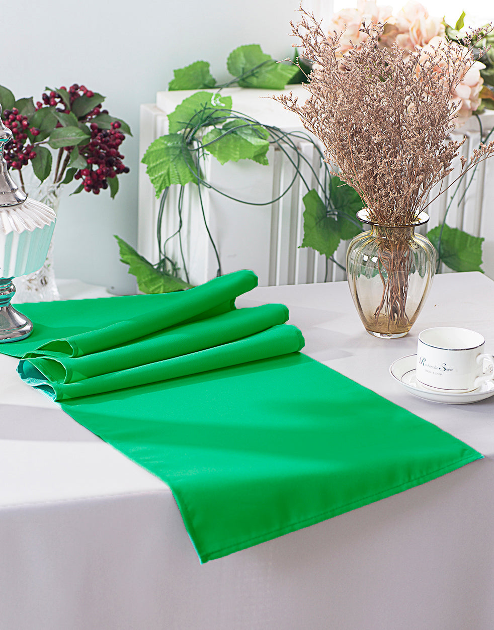 Polyester Table Runner 13x108 Emerald Green
