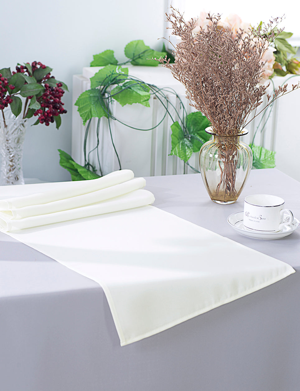 Polyester Table Runner 13x108 Ivory