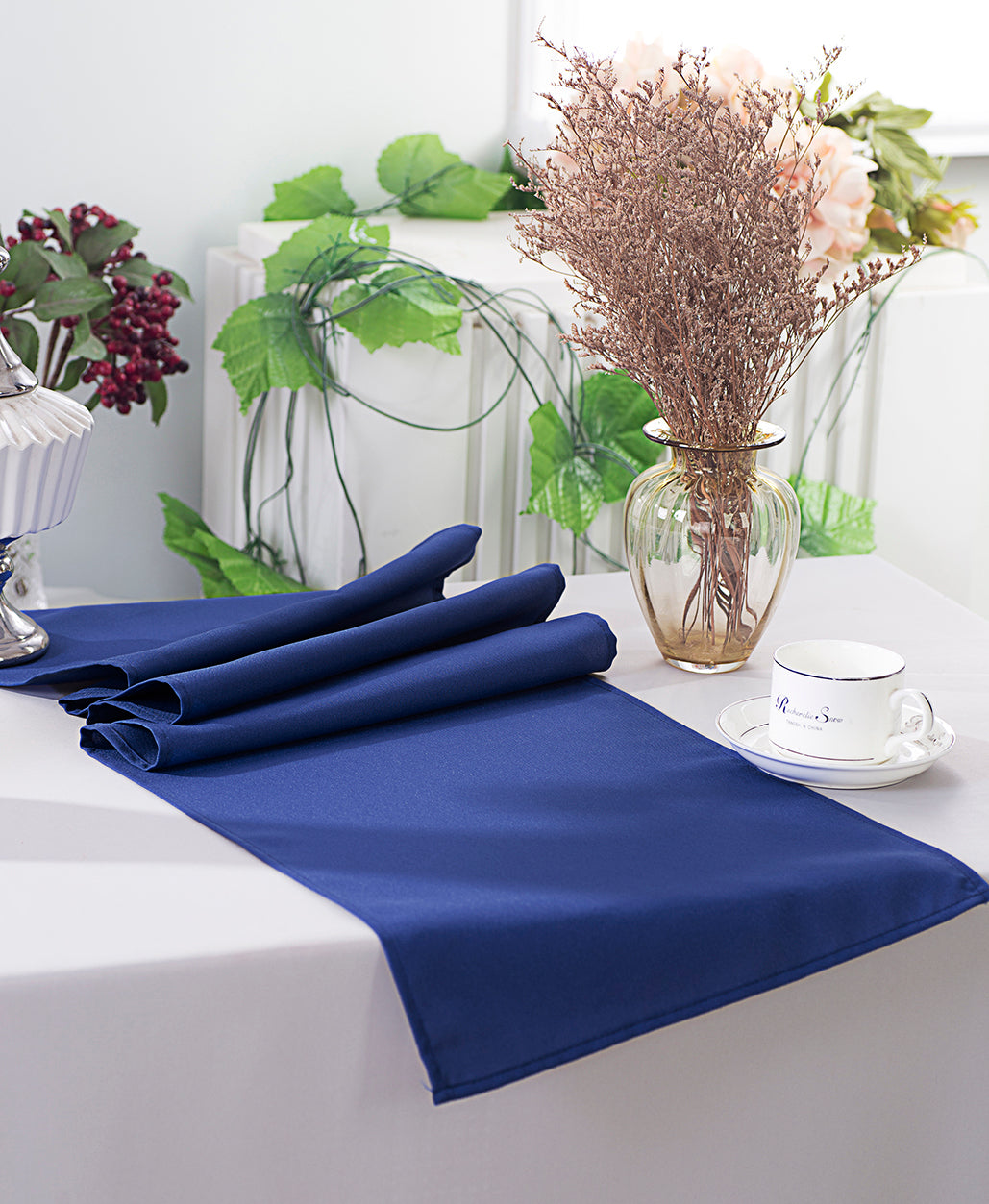 Polyester Table Runner 13x108 Navy Blue