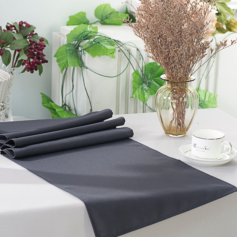 Polyester Table Runner 13x108 Pewter/Charcoal