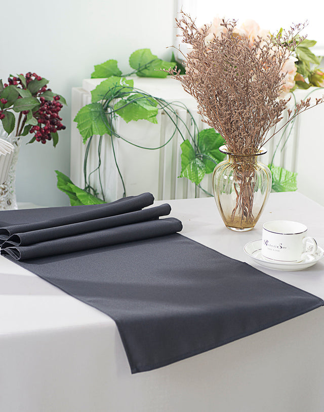 Polyester Table Runner 13x108 Pewter/Charcoal