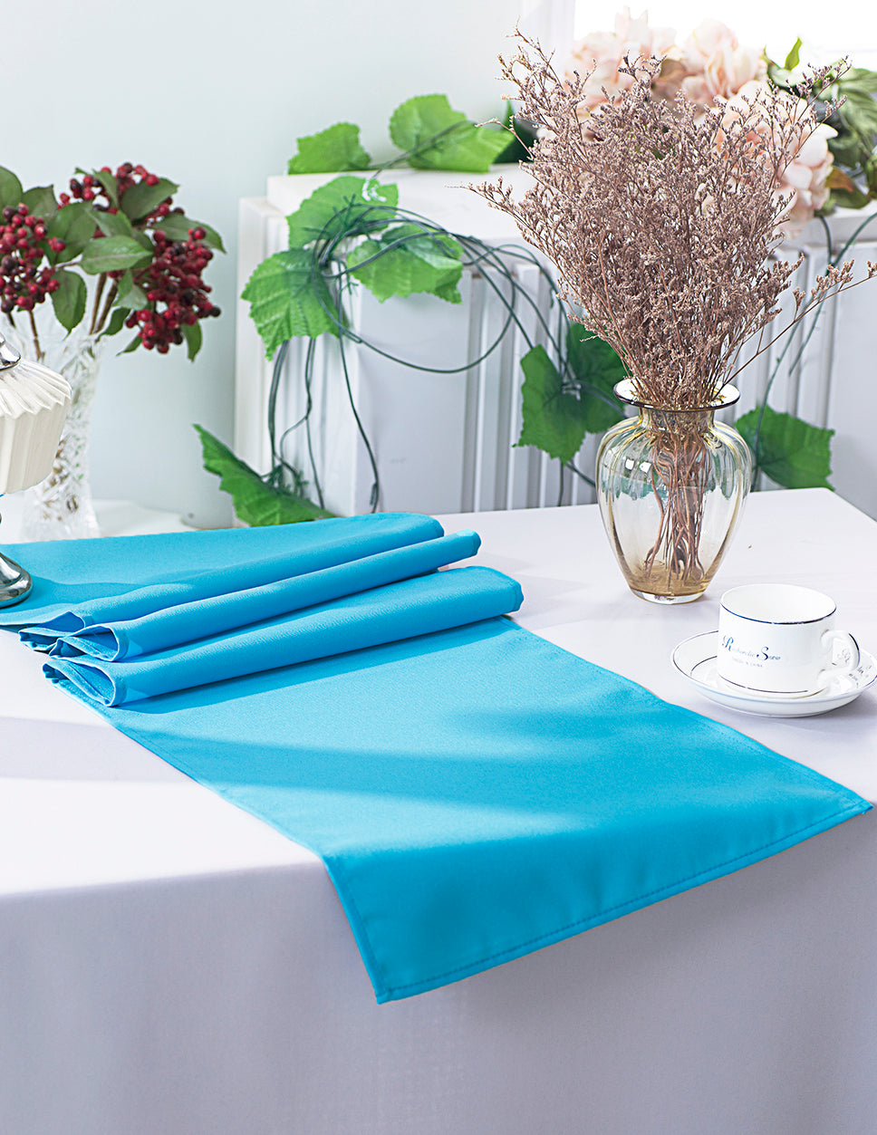 Polyester Table Runner 13x108 Turquoise