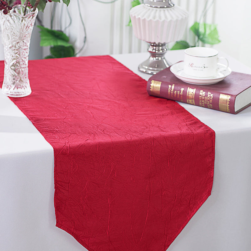 Crushed Taffeta Table Runner 13x108 Apple Red