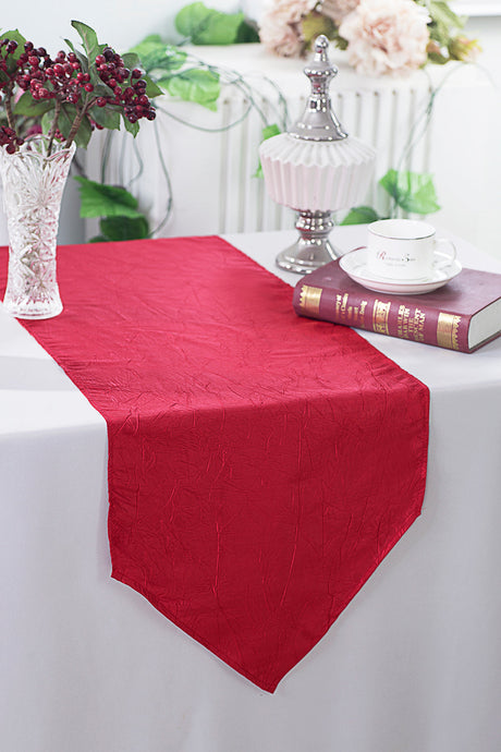 Crushed Taffeta Table Runner 13x108 Apple Red