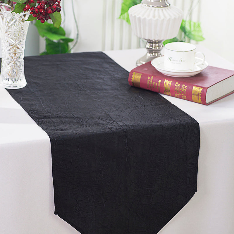 Crushed Taffeta Table Runner 13x108 Black