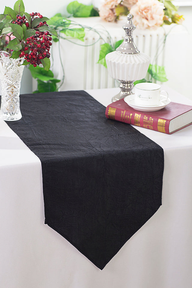Crushed Taffeta Table Runner 13x108 Black