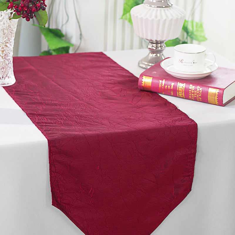 Crushed Taffeta Table Runner 13x108 Burgundy