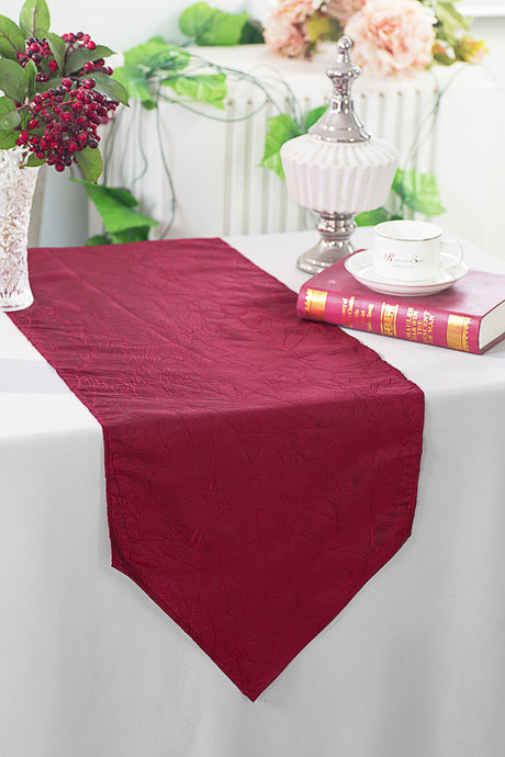 Crushed Taffeta Table Runner 13x108 Burgundy