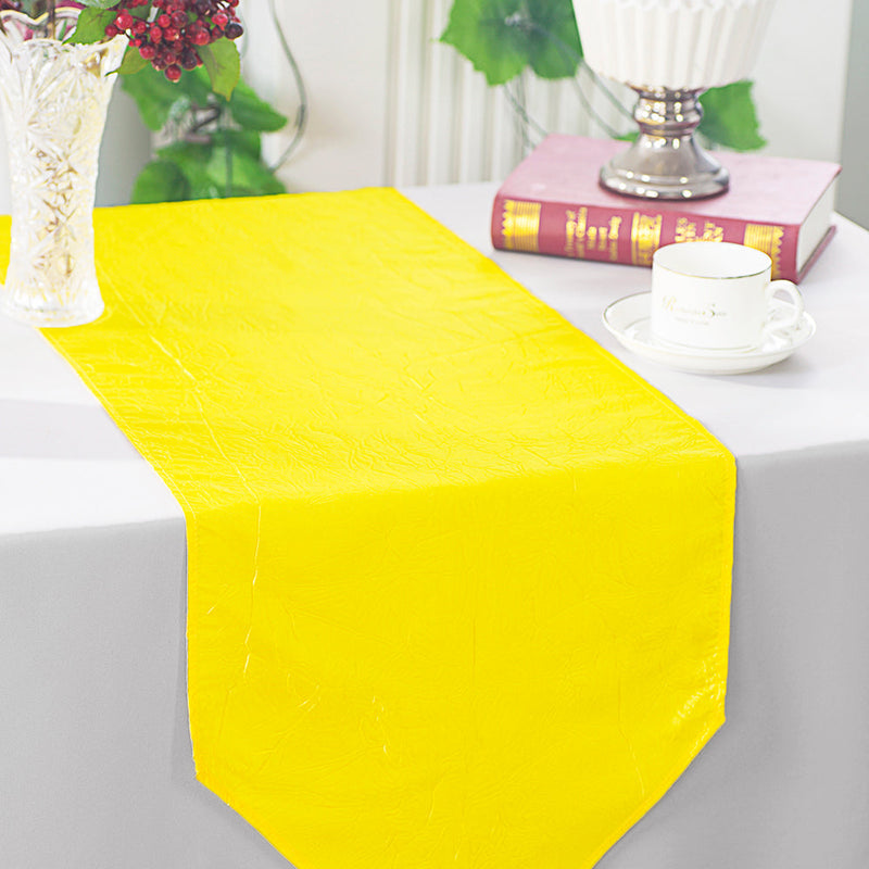 Crushed Taffeta Table Runner 13x108 Canary Yellow