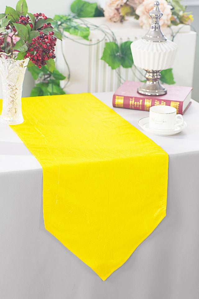 Crushed Taffeta Table Runner 13x108 Canary Yellow