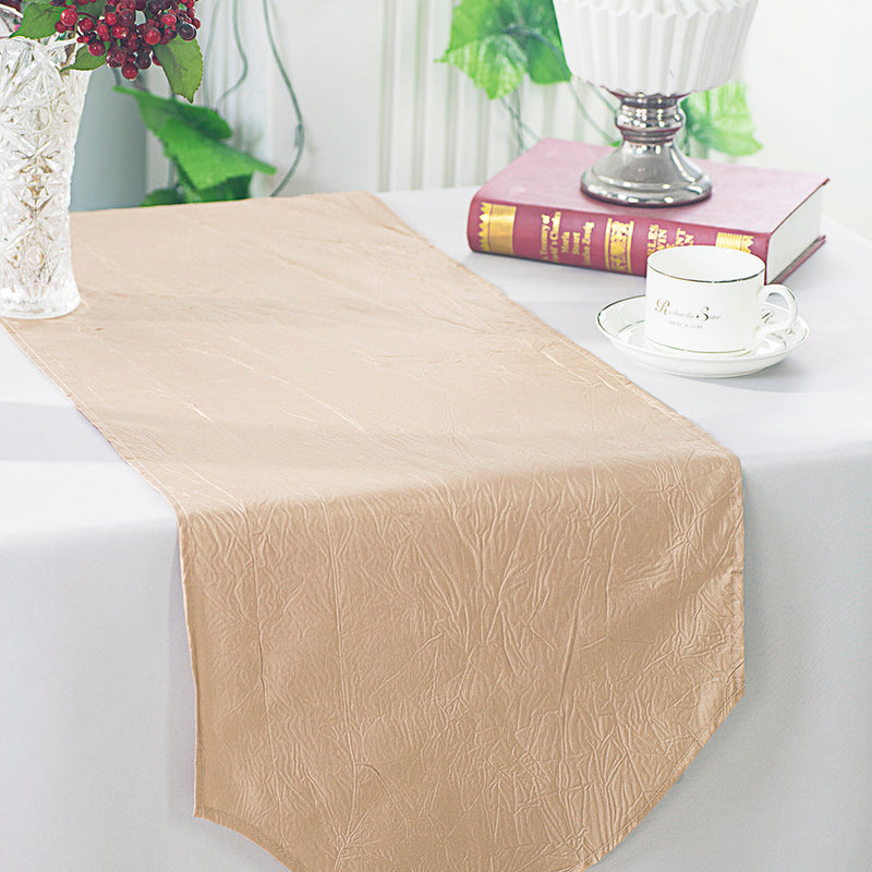 Crushed Taffeta Table Runner 13x108 Champagne