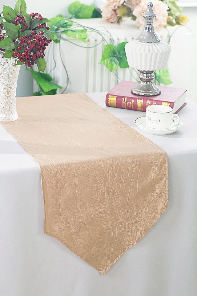 Crushed Taffeta Table Runner 13x108 Champagne