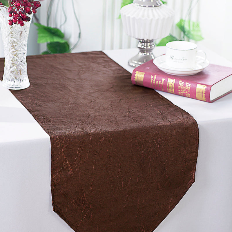 Crushed Taffeta Table Runner 13x108 Chocolate