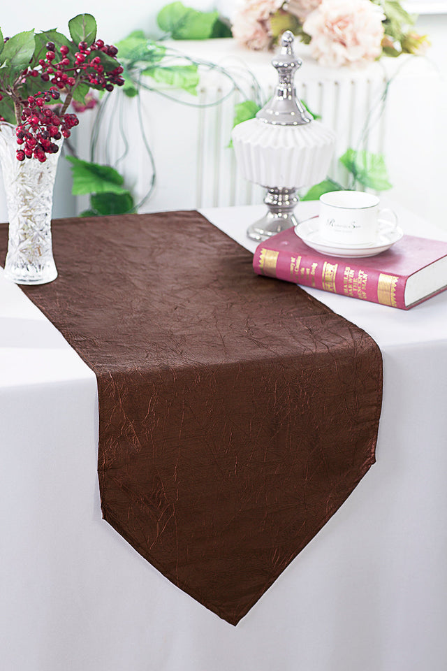 Crushed Taffeta Table Runner 13x108 Chocolate