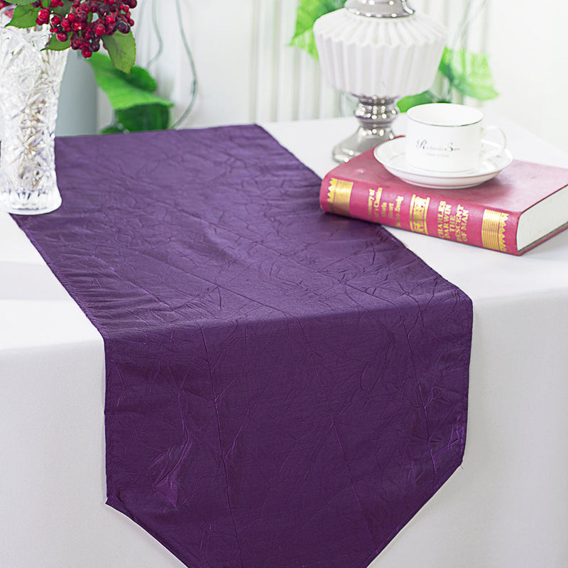 Crushed Taffeta Table Runner 13x108 Eggplant