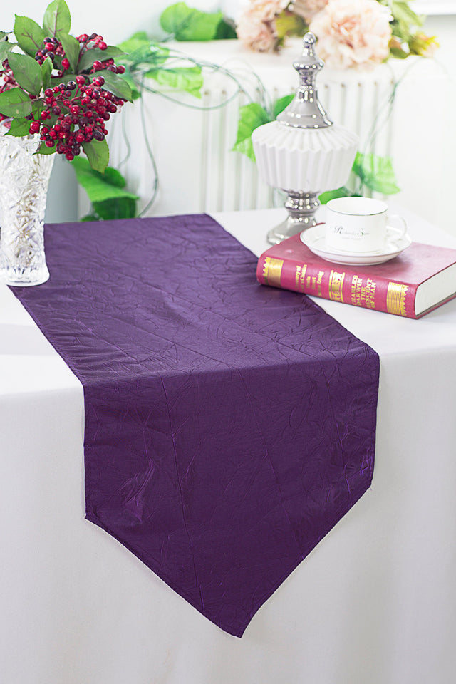 Crushed Taffeta Table Runner 13x108 Eggplant