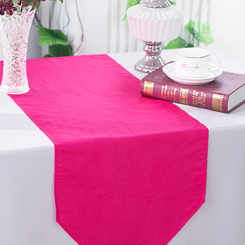 Crushed Taffeta Table Runner 13x108 Fuchsia