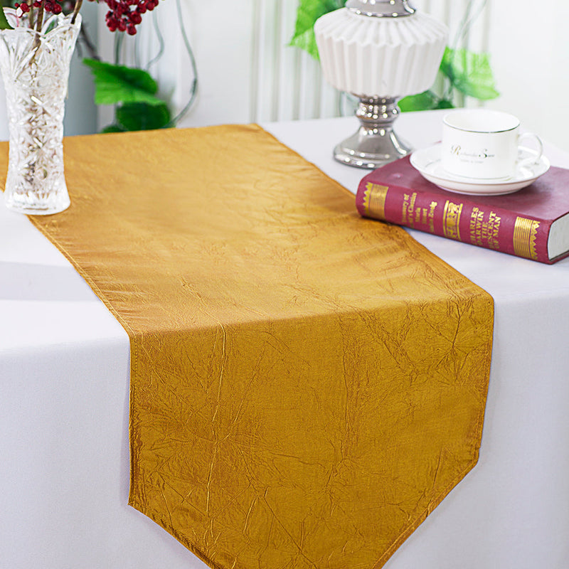 Crushed Taffeta Table Runner 13x108 Gold