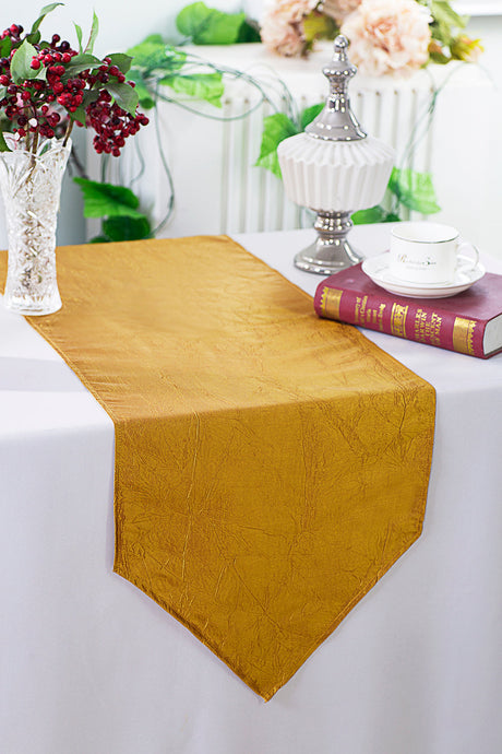 Crushed Taffeta Table Runner 13x108 Gold