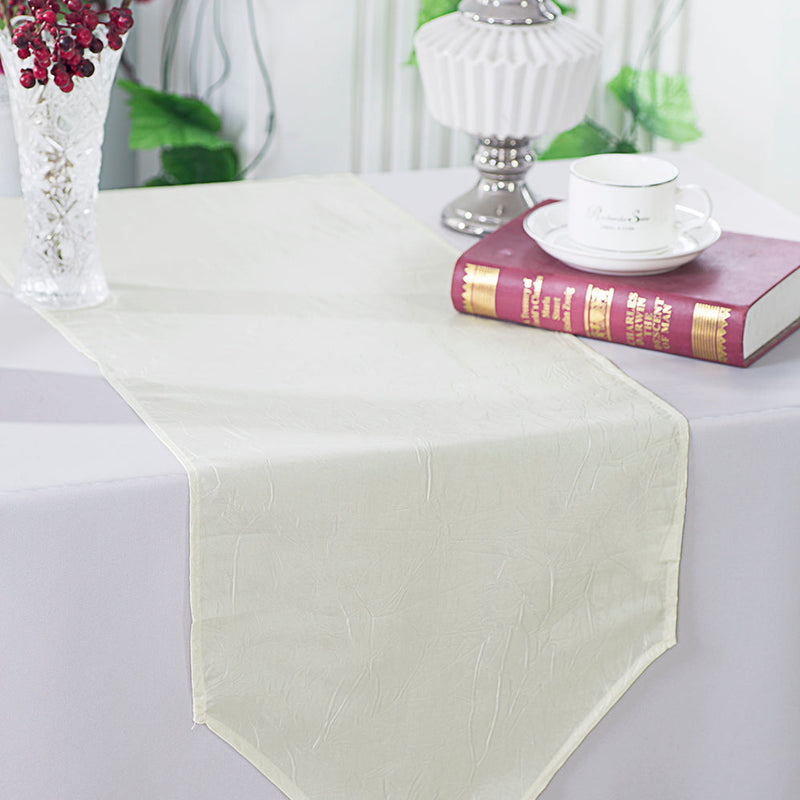 Crushed Taffeta Table Runner 13x108 Ivory