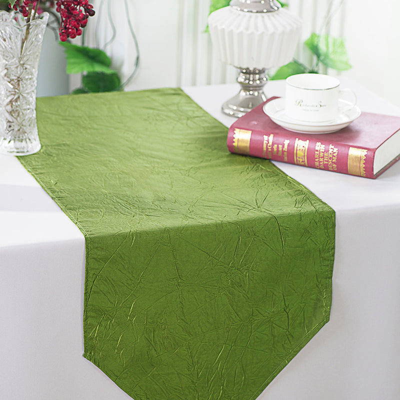 Crushed Taffeta Table Runner 13x108 Moss Green