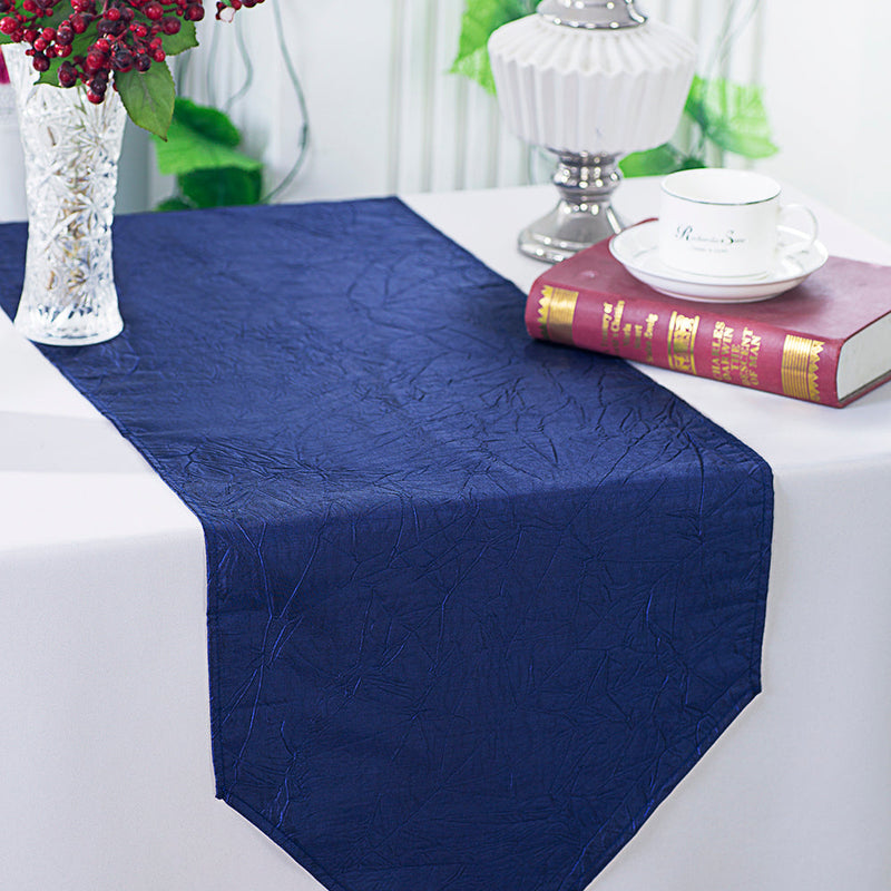Crushed Taffeta Table Runner 13x108 Navy Blue
