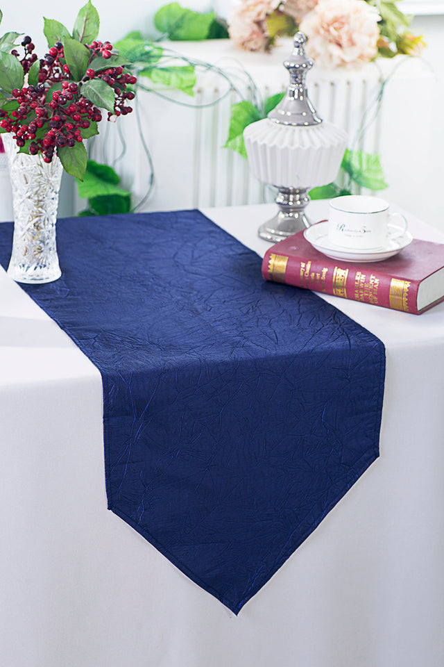 Crushed Taffeta Table Runner 13x108 Navy Blue