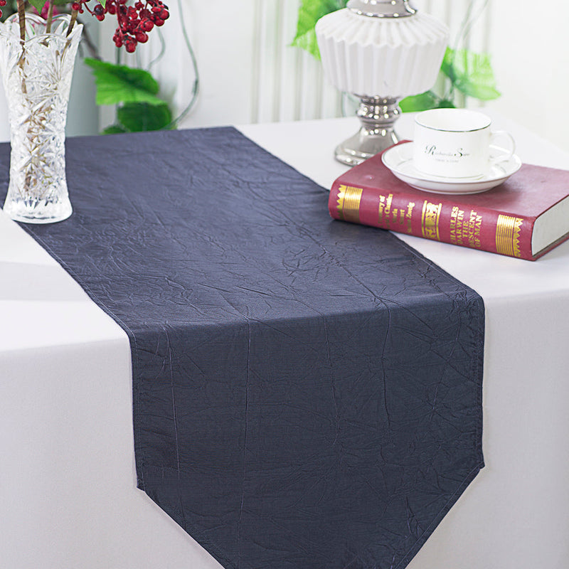 Crushed Taffeta Table Runner 13x108 Pewter/Charcoal