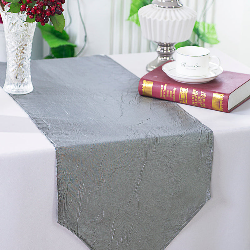 Crushed Taffeta Table Runner 13x108 Silver