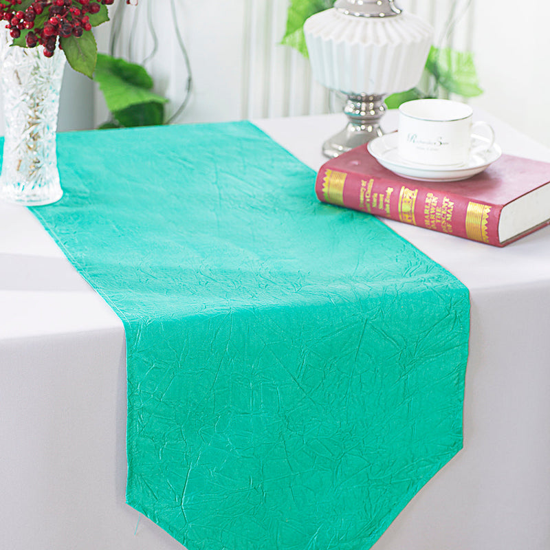 Crushed Taffeta Table Runner 13x108 Tiff Blue/Aqua Blue