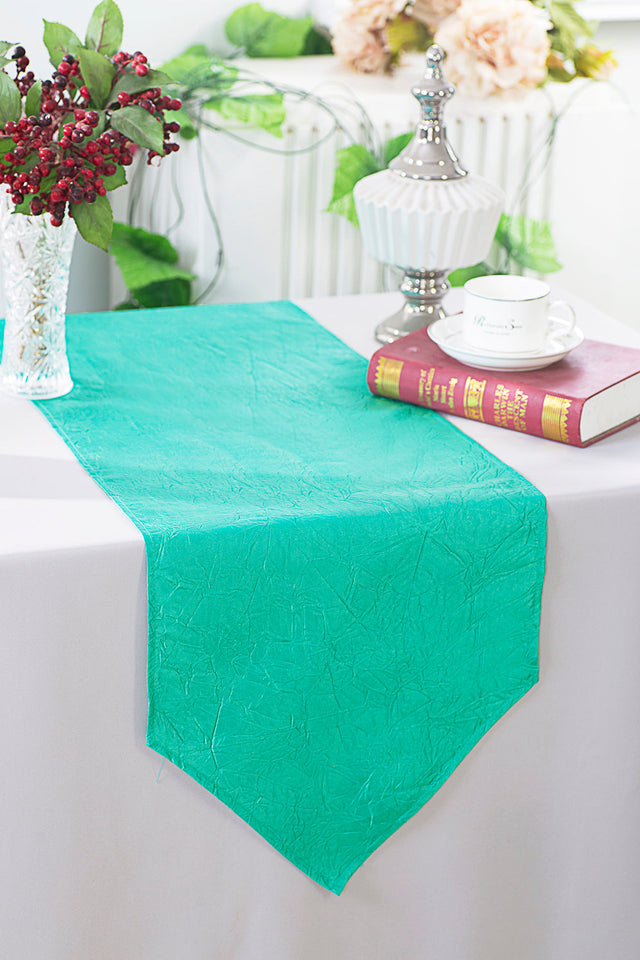 Crushed Taffeta Table Runner 13x108 Tiff Blue/Aqua Blue