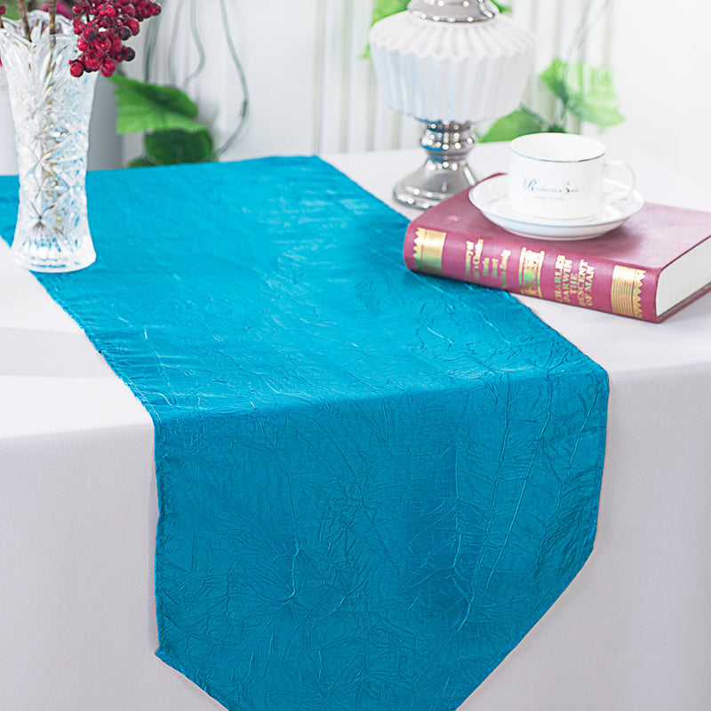 Crushed Taffeta Table Runner 13x108 Turquoise
