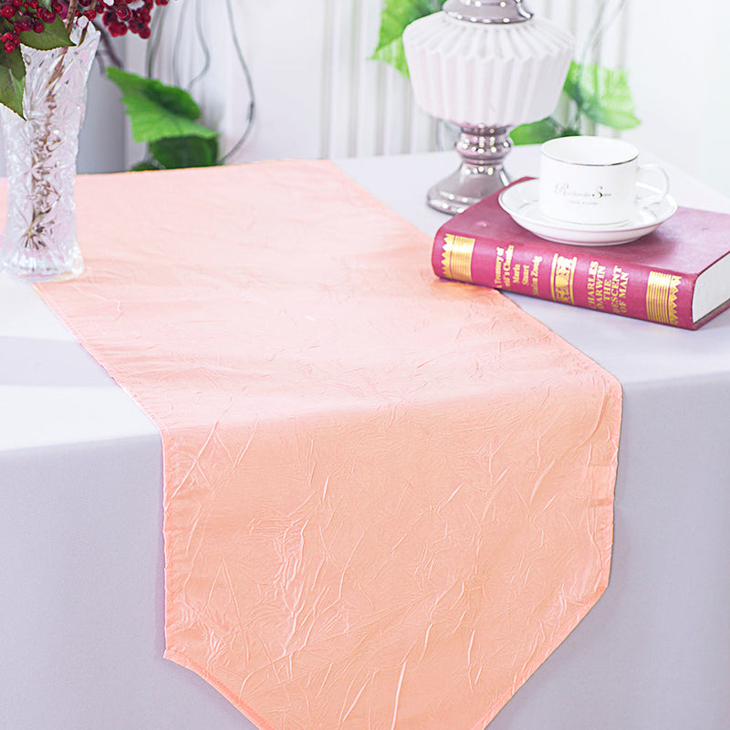 Crushed Taffeta Table Runner 13x108 Apricot/Peach