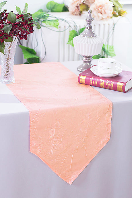 Crushed Taffeta Table Runner 13x108 Apricot/Peach