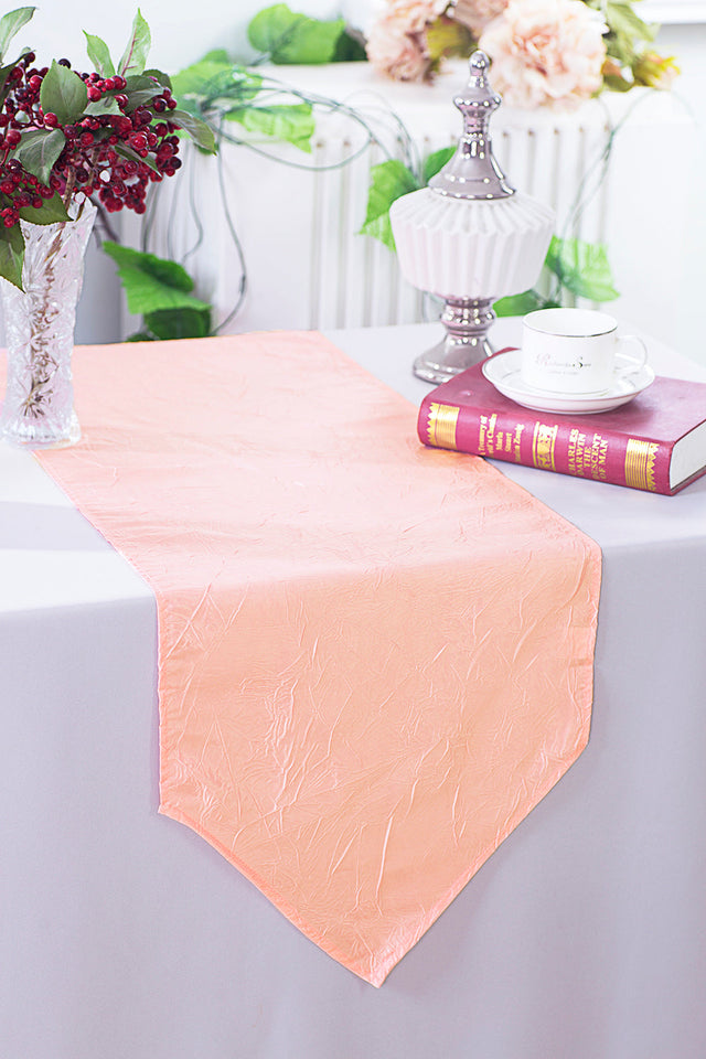 Crushed Taffeta Table Runner 13x108 Apricot/Peach