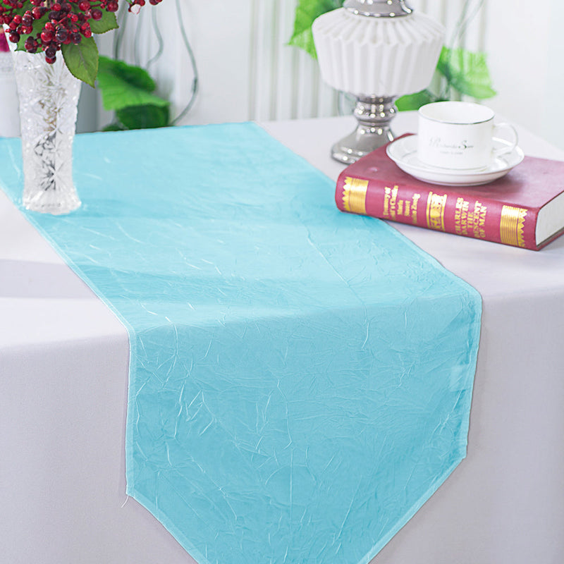 Crushed Taffeta Table Runner 13x108 Baby Blue