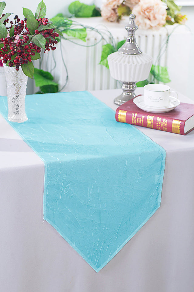 Crushed Taffeta Table Runner 13x108 Baby Blue
